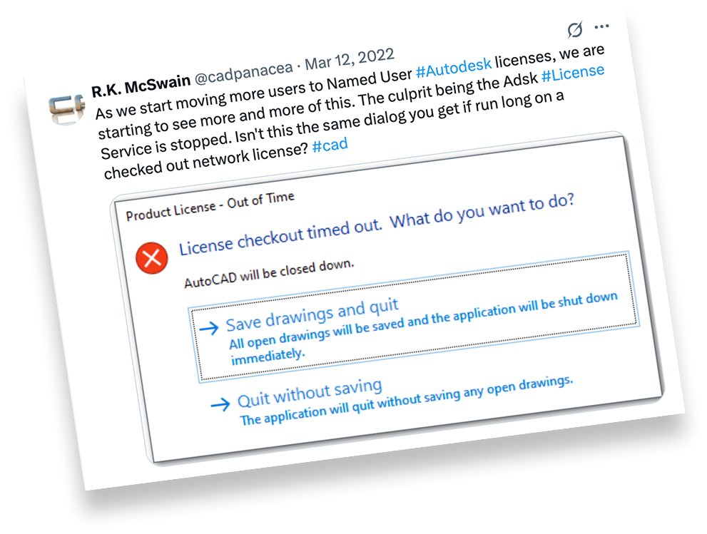 Customer tweet about Autodesk errors