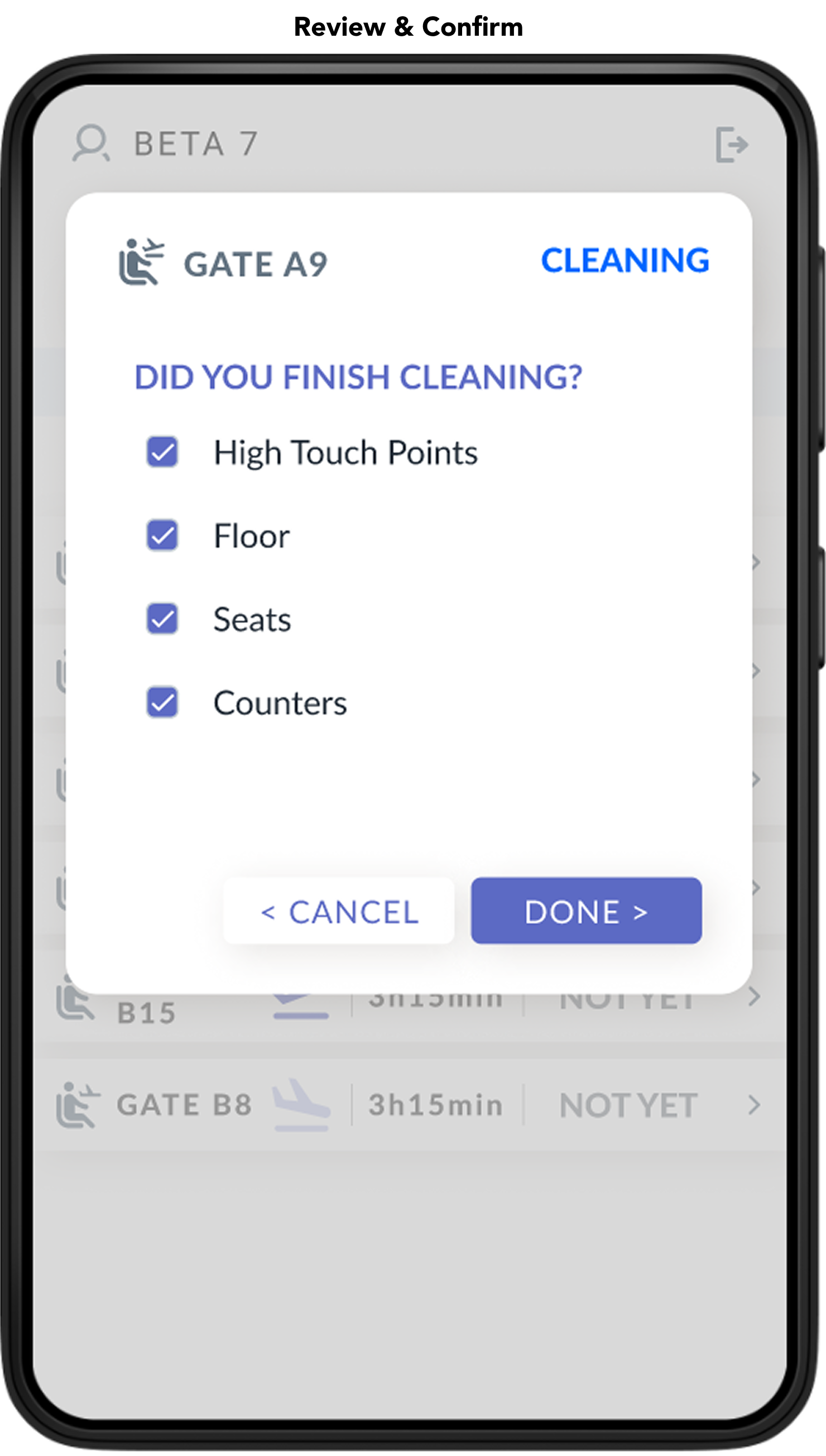 Gate workflow — Review & Confirm