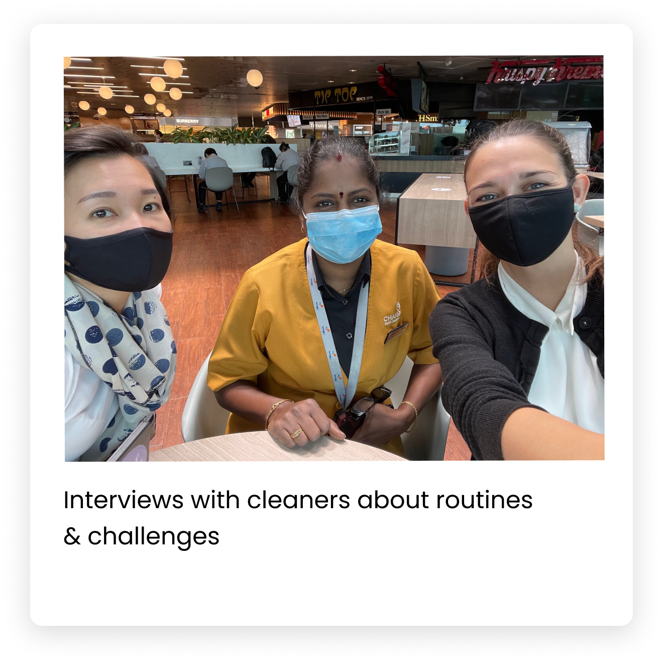 Interviews with cleaners about routines & challenges