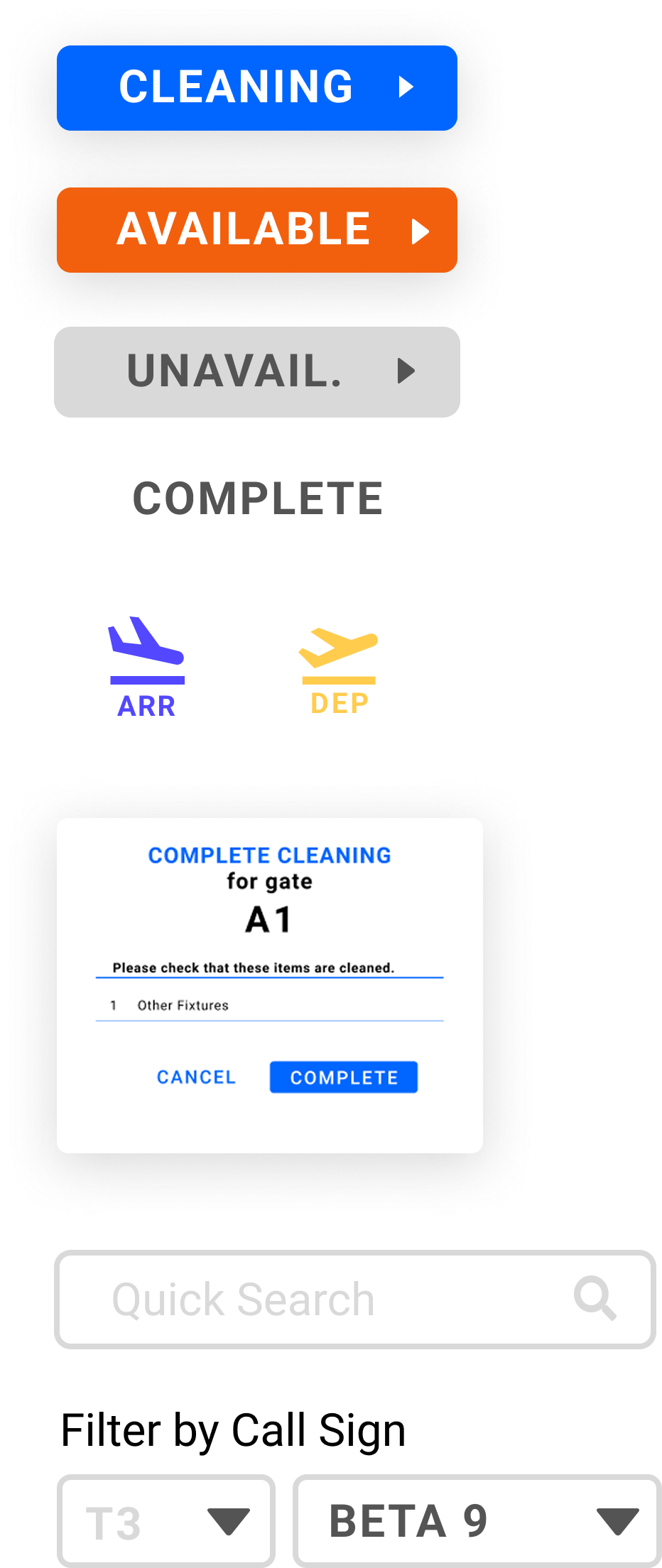 Visual UI elements (buttons, icons, fields) from the W2C dashboard